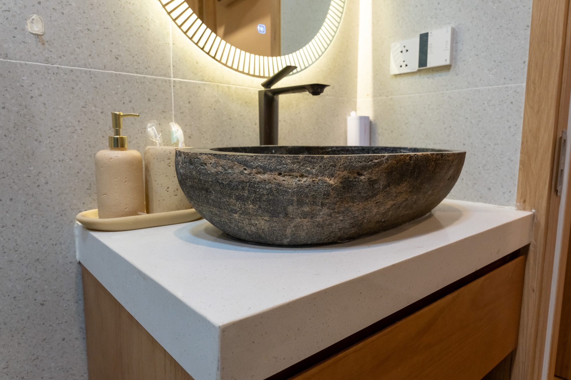 Stone sink close up