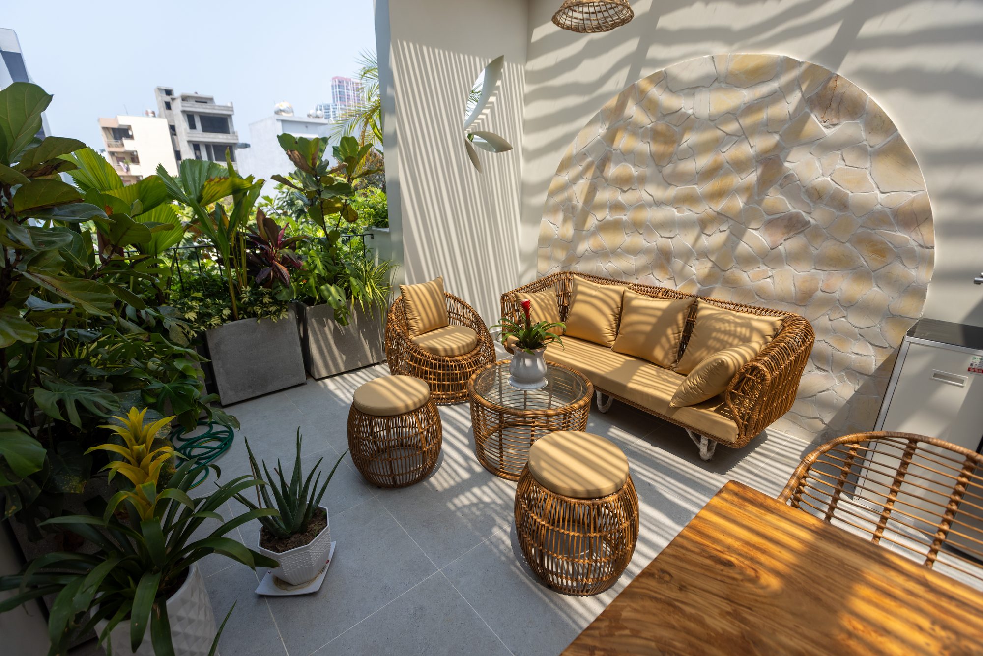 Rooftop with rattan sofas