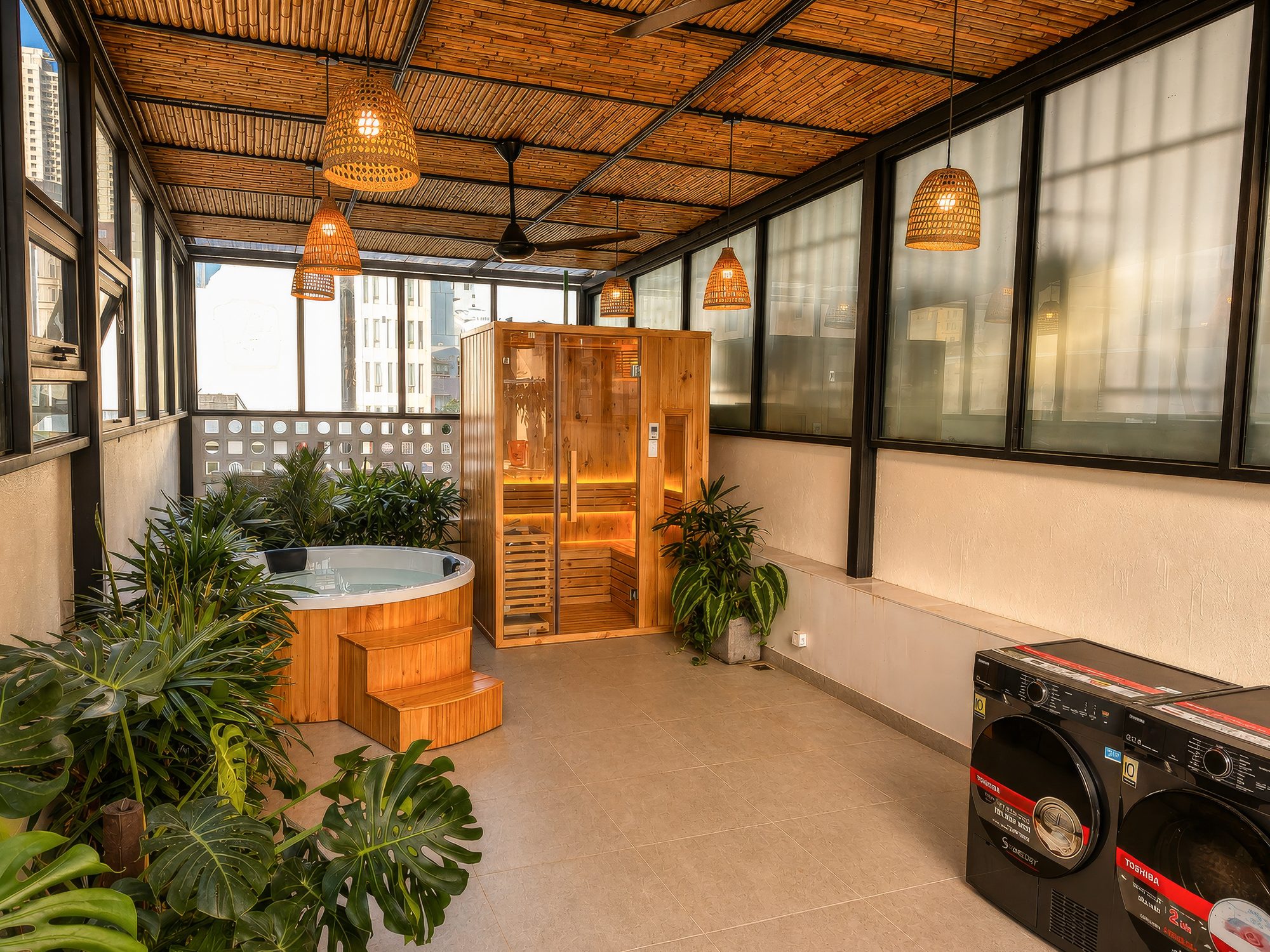 Sauna and jacuzzi