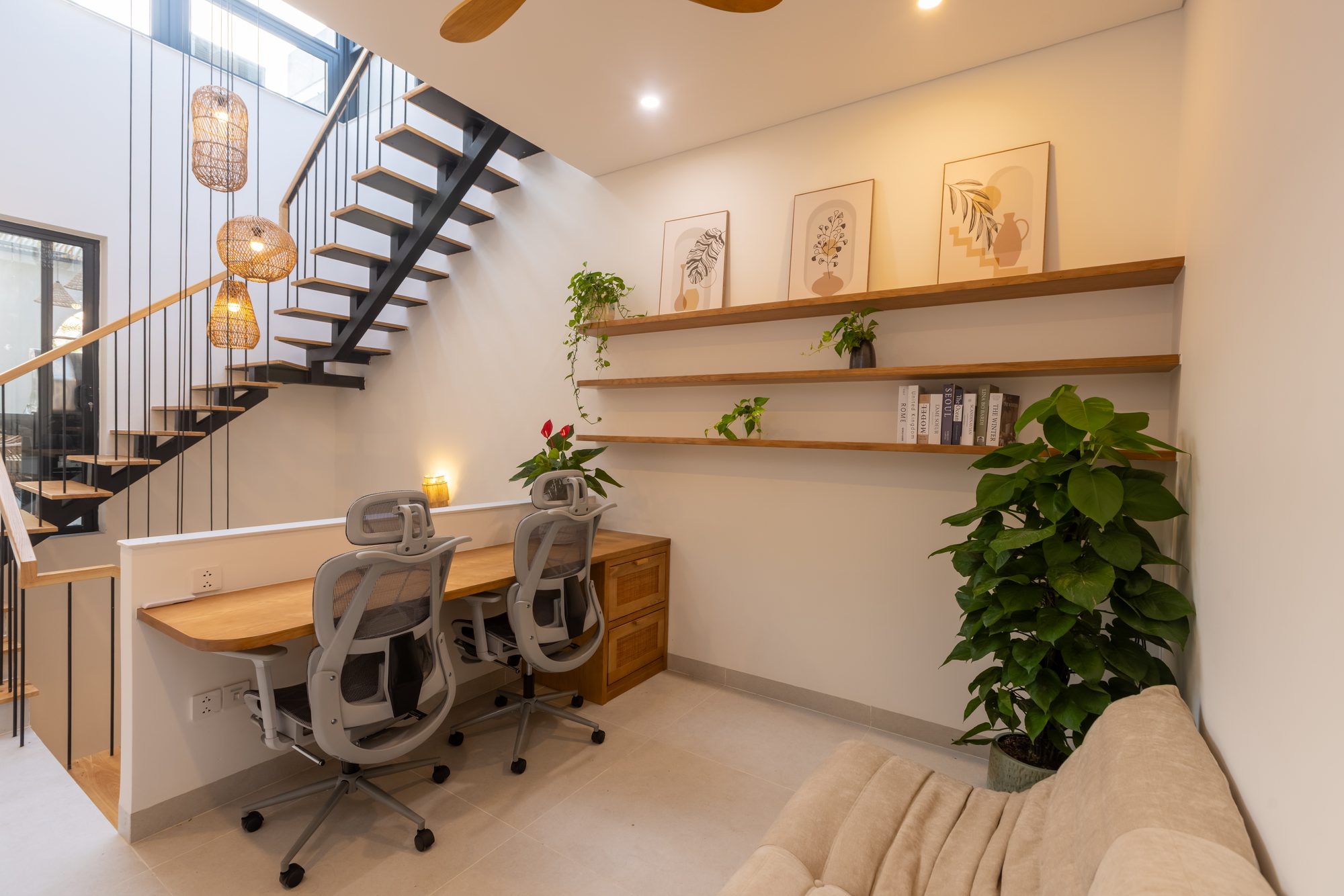 Workspace with art prints